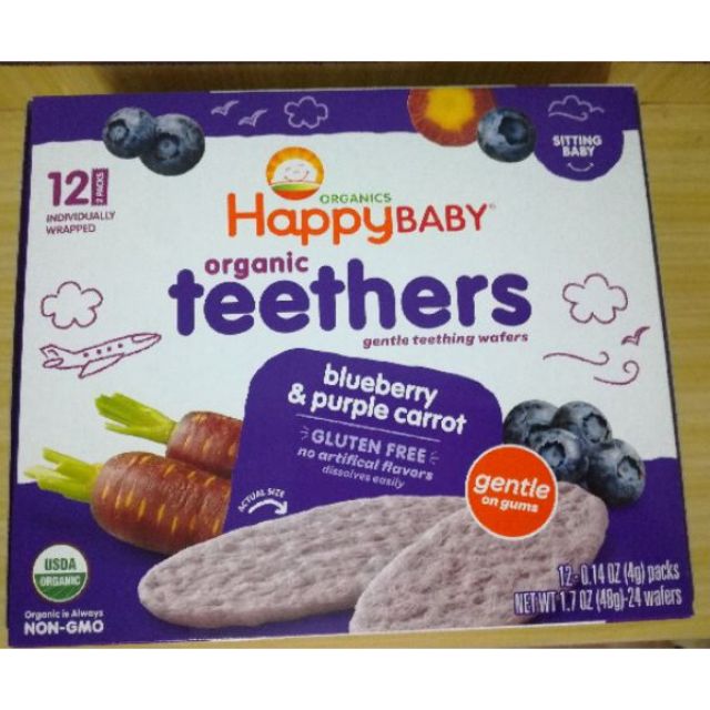 (5 vị) Bánh xốp ăn dặm organic Happy Baby Teethers