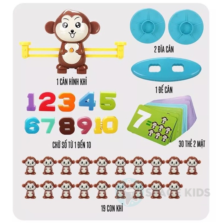 Đồ chơi cho bé Space Kids Khỉ cân bằng toán học Monkey Balance cho bé học toán thông minh