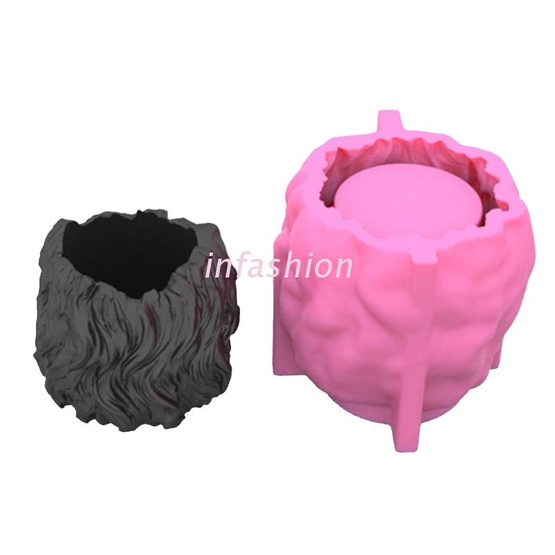 Khuôn silicone làm chậu hoa hình đầu sư tử DIY
