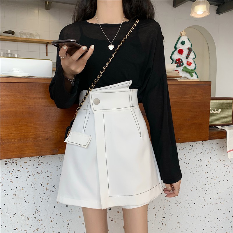 Xiaozhainv Chân Váy Chữ A Lưng Cao Kiểu Lệch Cá Tính Thời Trang Hàn Quốc | BigBuy360 - bigbuy360.vn