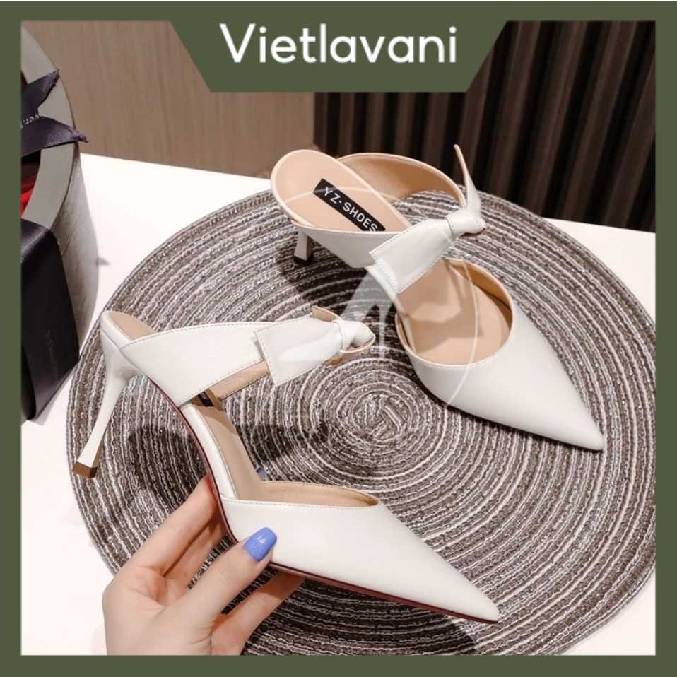 Guốc nữ mã G27 Vietlavani cao 7cm hàng đẹp có 2 màu kem và đen