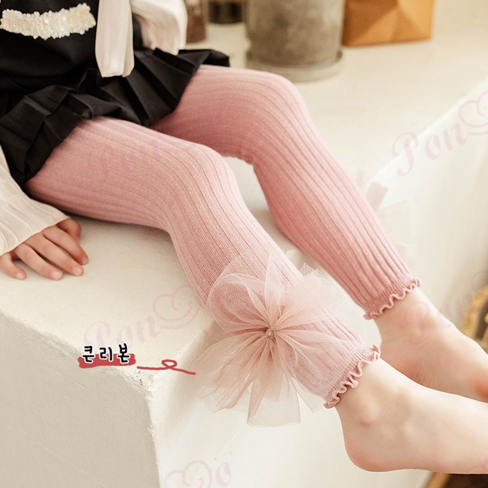 1-8Yrs Girls Lace Flower Legging Baby Pants Kids Princess Big Bow Pant