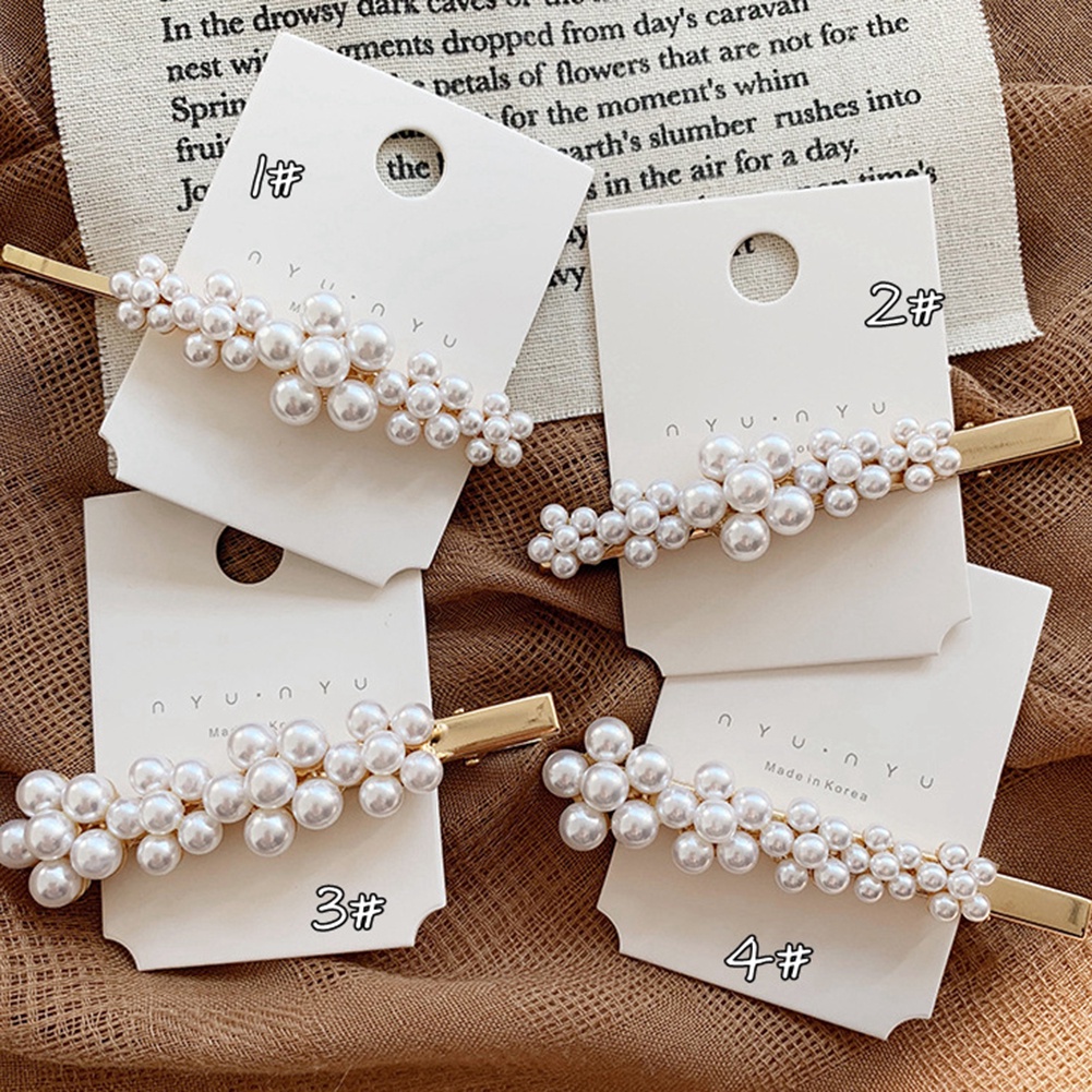 Kẹp Tóc Nữ Đính Ngọc Trai Giả Phong Cách Vintage