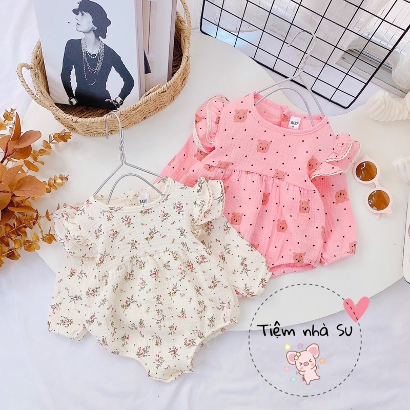 Body cho bé gái chất liệu Xô Muslin bảng màu Hàn Quốc cực đáng yêu (07 - 15kg)