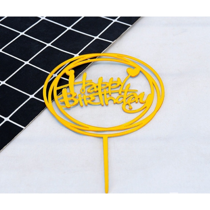 Que Cắm Chữ Happy Birthday Mica Trang Trí Quà Tặng, Bánh Kem Sinh Nhật, Nhiều Mẫu - Toppercake