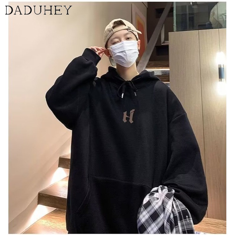 DaDuHey American Style Casual Alphabet Print Hoodie Men's and Women's Loose Trendy Autumn Versatile Couple's Long-Sleeved Top