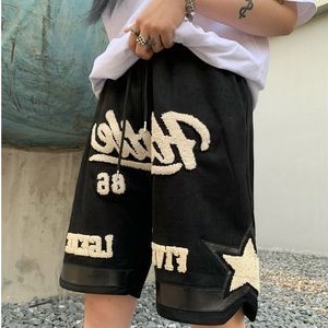 Quần Short Denim Ống Rộng In Chữ Thời Trang Hip Hop Dành Cho Nam Và Nữ