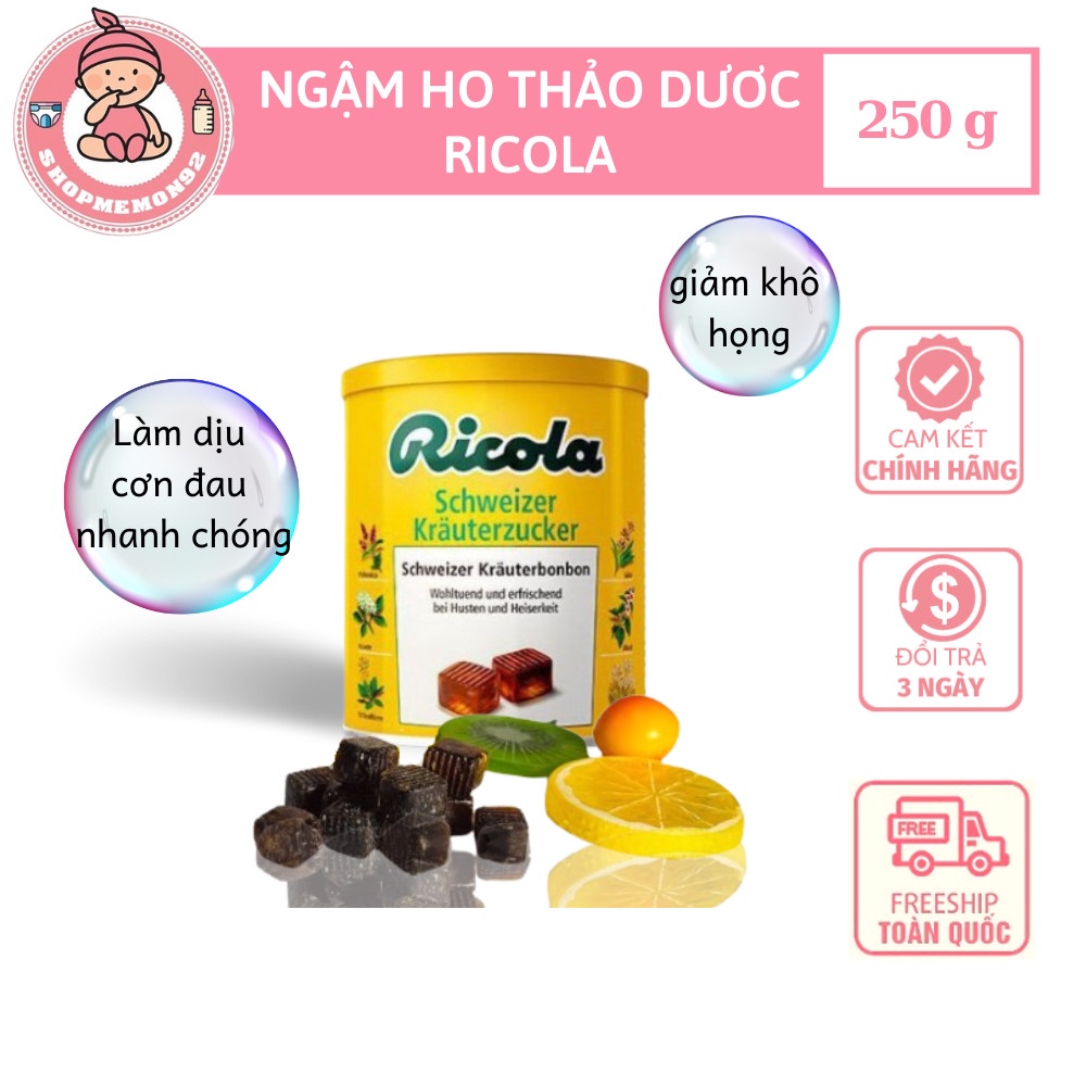 Kẹo ngậm ho thảo dược giảm ho khàn giọng Ricola Đức hộp 250g