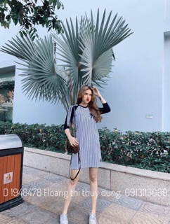 Đầm thun cotton kẻ mới về