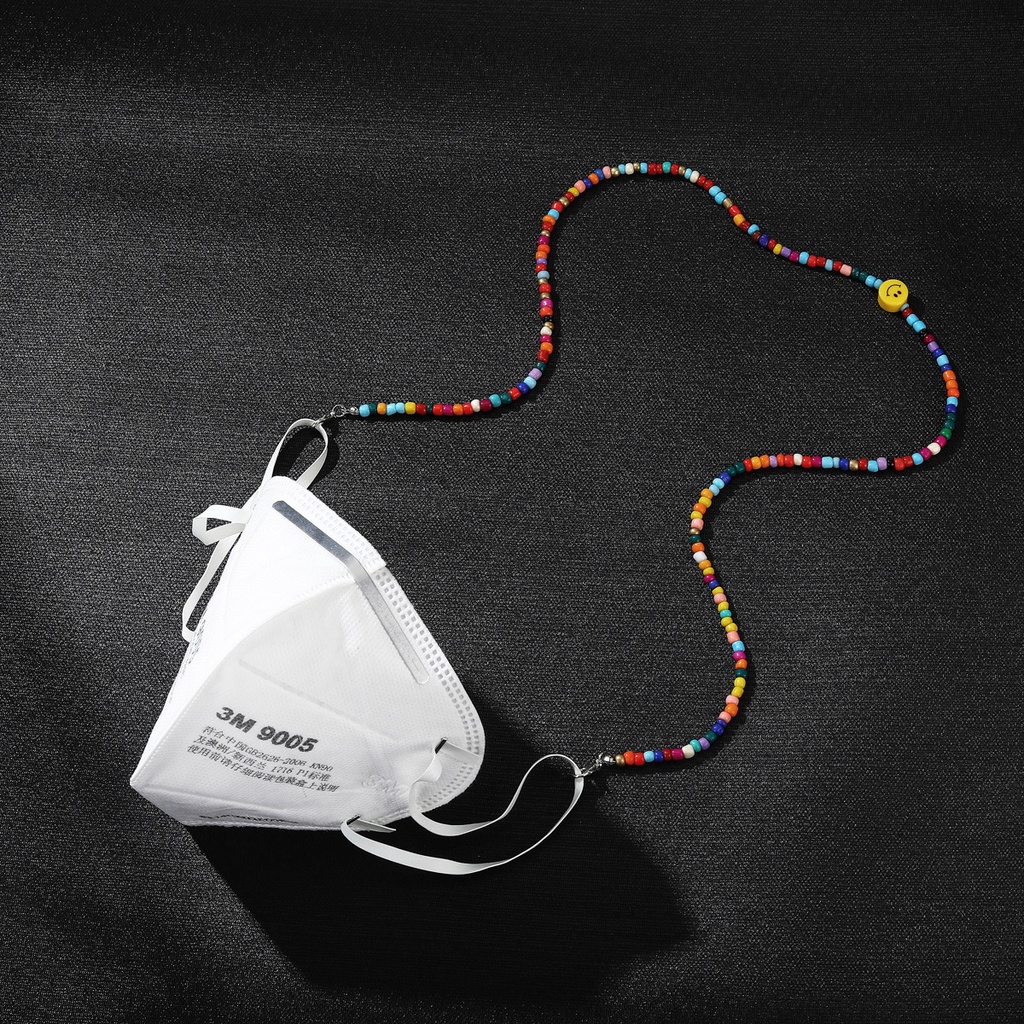 Vòng cổ hạt mặt cười đầy màu sắc làm bằng tay cho nam và nữ Chuỗi mặt nạ chống rụng