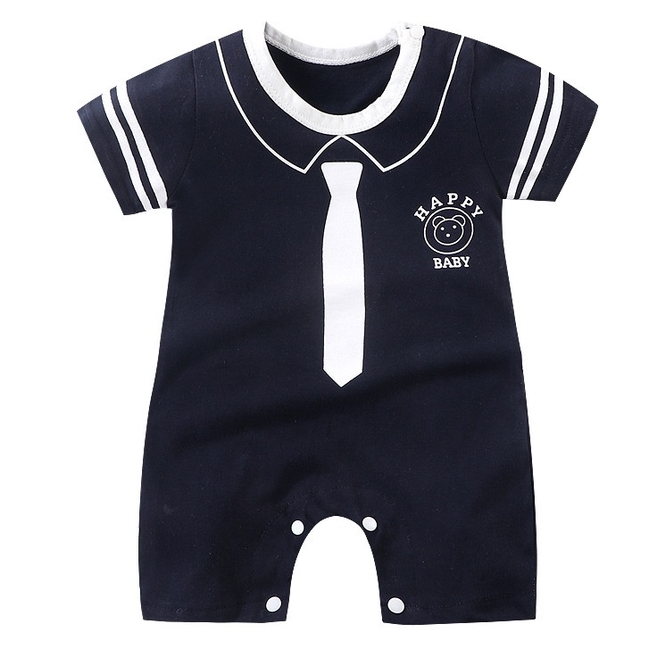 Bộ Áo Liền Quần Tay Ngắn Bằng Cotton Dễ Thương Cho Bé Sơ Sinh 0-24 Tháng Tuổi