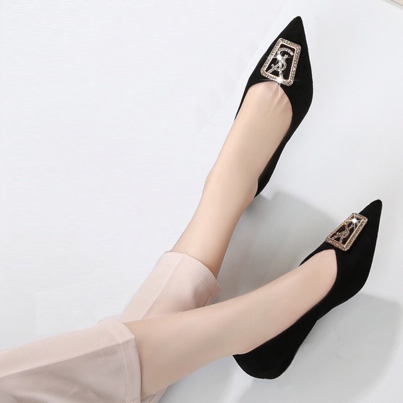 Giầy bệt nữ phối nơ đá xiêu xinh lên chân sang chuẩn hìh 100%
