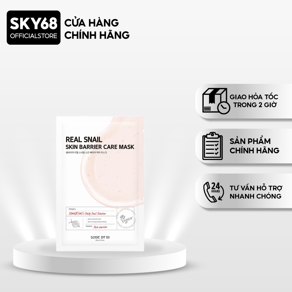 Mặt Nạ Hỗ Trợ Phục Hồi Da Chiết Xuất Từ Dịch Nhầy Ốc Sên Some By Mi Real Snail Skin Barrier Care Mask 20g - Snail