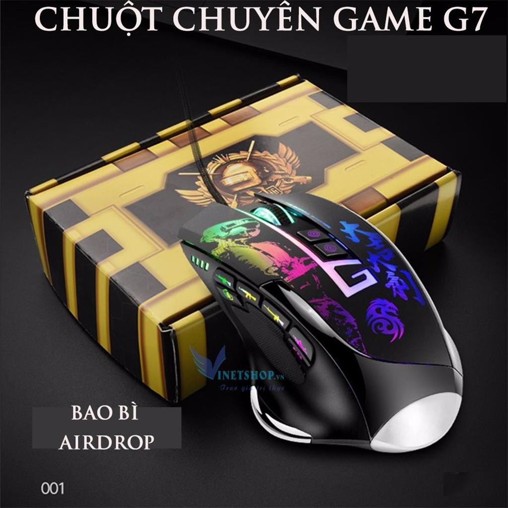 Chuột gaming G7 Demon Baron | Hỗ trợ ghìm tâm PUBG, Led RGB 9 nút Autotap, ghìm tâm PUBG trên Mobile, PC, BH 6 tháng