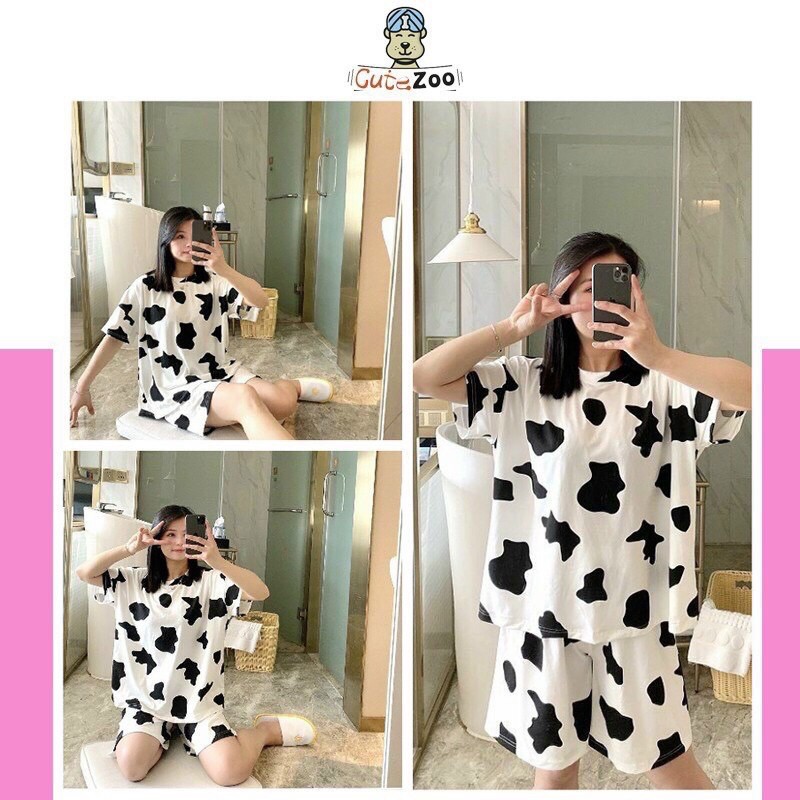 [Mã FADI5K245 giảm 5K đơn 0đ] [Rẻ Vô Địch] Set Bộ Thun In Hình Bò Sữa Tay Lỡ Kèm Quần Short Unisex Siêu Hot Hit