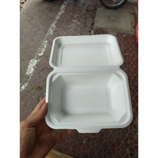 Hộp bã mía 1 ngăn nắp liền KT 10cmx15cmx6cm (Giá bán 20 cái)