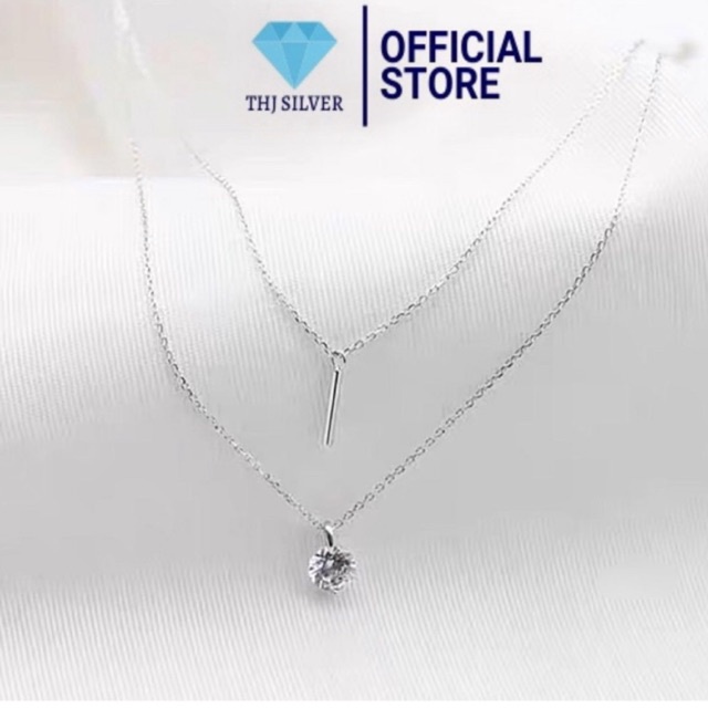 Dây chuyền đôi choker thanh đá hót , Chuẩn bạc ta bao trắng