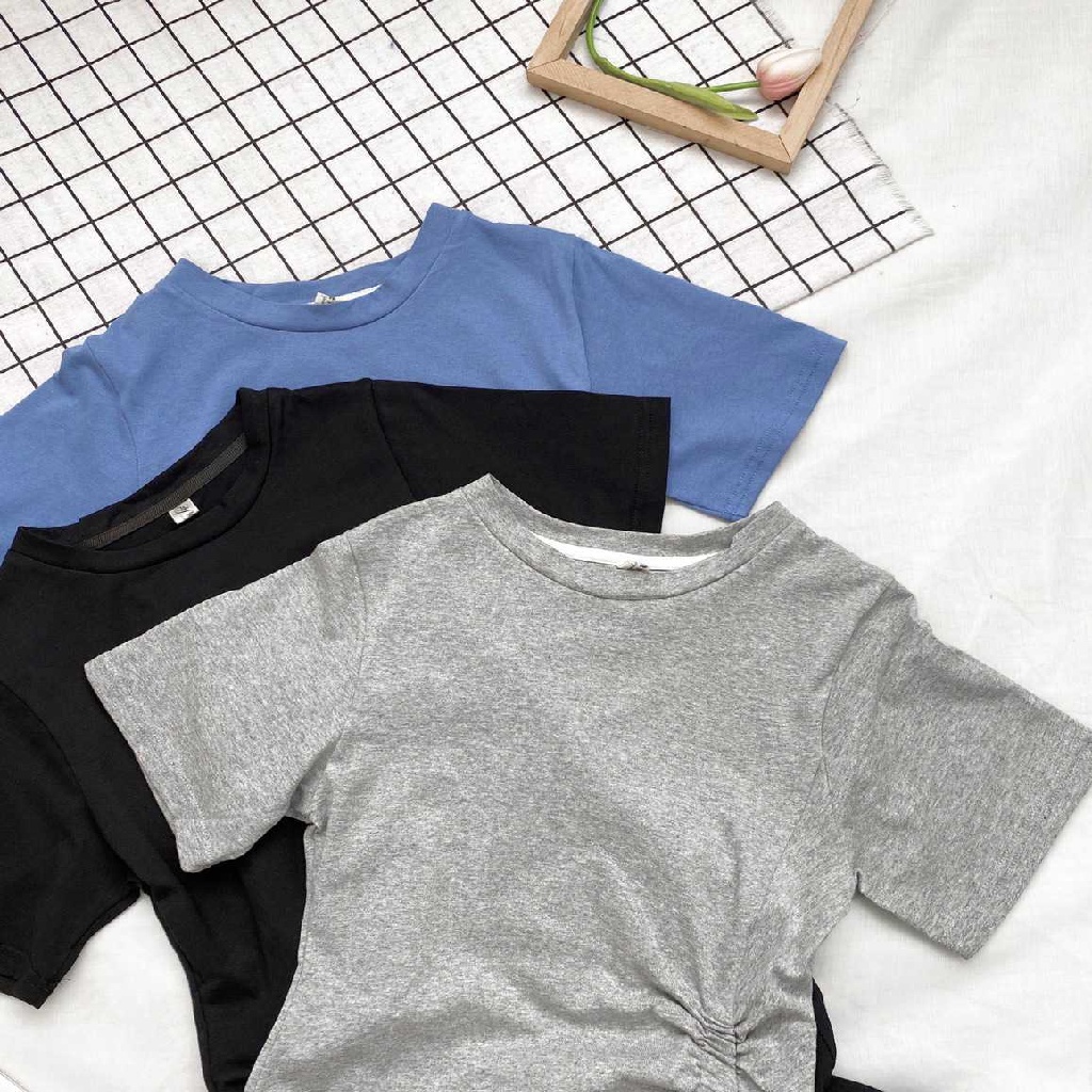 Đầm thun nữ suông tay ngắn, váy rút 1 bên trơn ulzzang hàn quốc 604 thời trang Fmstyle Saigon 21VD07N161901 | BigBuy360 - bigbuy360.vn