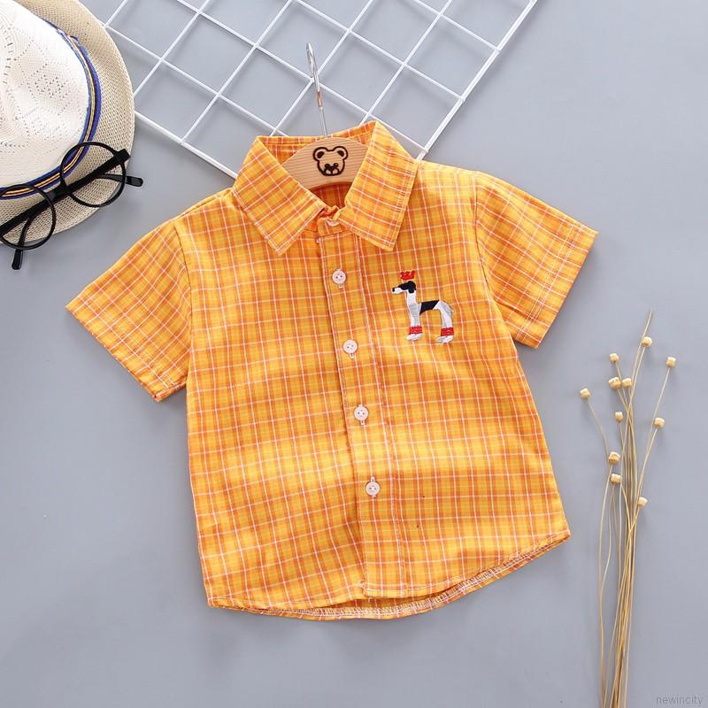 Áo sọc ca rô cổ bẻ xinh xắn thời trang cho trẻ em