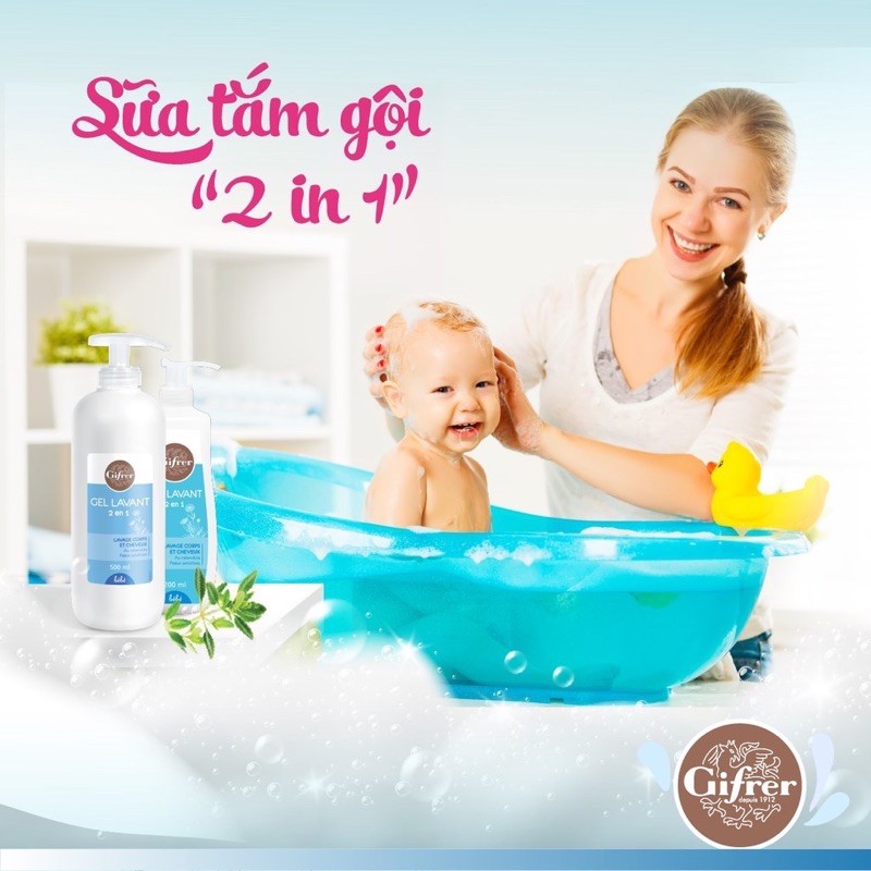 Sữa Tắm Gội Trẻ Em Gifrer Gel Lavant 2 In 1 Bebe 500ml / 200ml