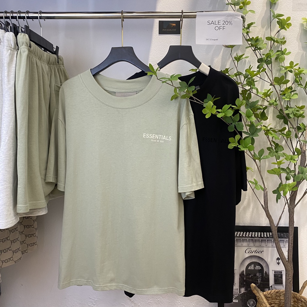 Áo thun Essentials Fear Of God FOG ss22 Seafoam bản cao cấp, Áo tee Essentials oversize nam nữ