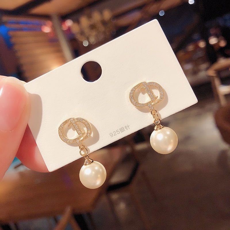 Đôi Bông Tai Hình Chữ Cái Đính Đá Thời Trang Cho Nữ