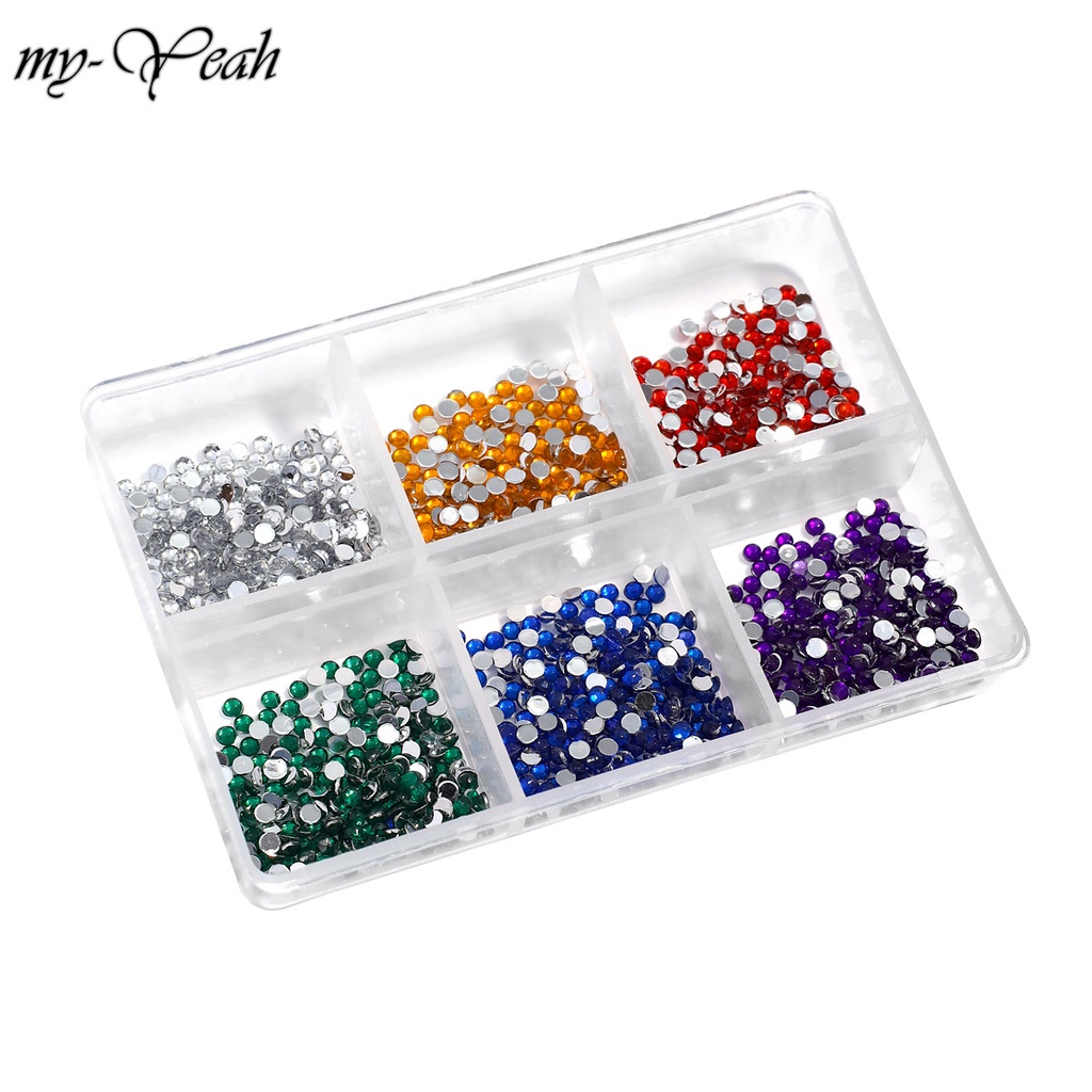 MONJA [Hàng mới về] Hộp 6 loại đá trang trí móng 3D nghệ thuật nhiều màu tiện dụng