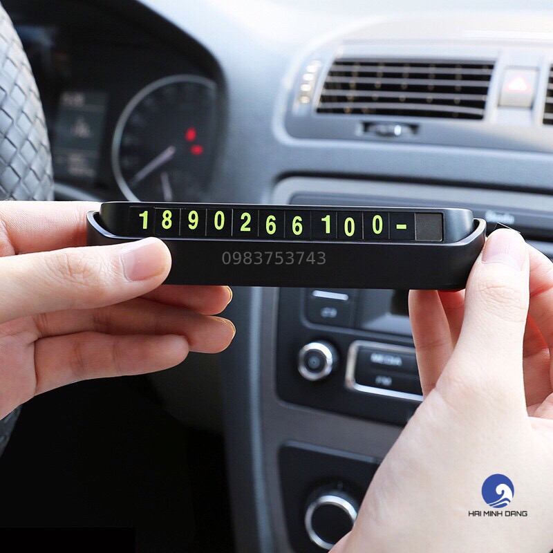 Bảng số điện thoại khi đỗ xe trên ô tô đặt taplo nhỏ gọn phản quang