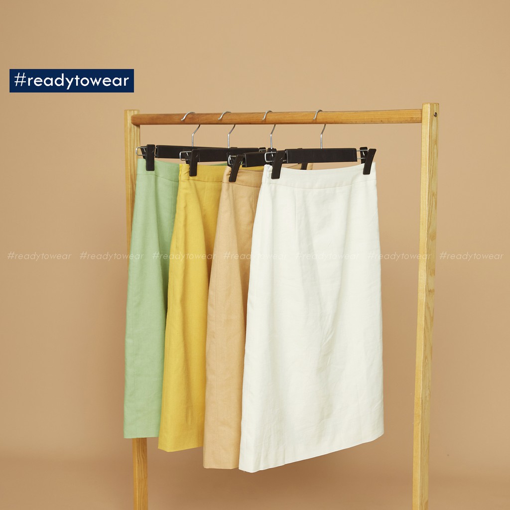 Chân váy xẻ tà dáng dài suông chữ A midi 2 lớp ôm nhẹ công sở màu trắng vàng tím be - linen long office skirt CV01 | BigBuy360 - bigbuy360.vn