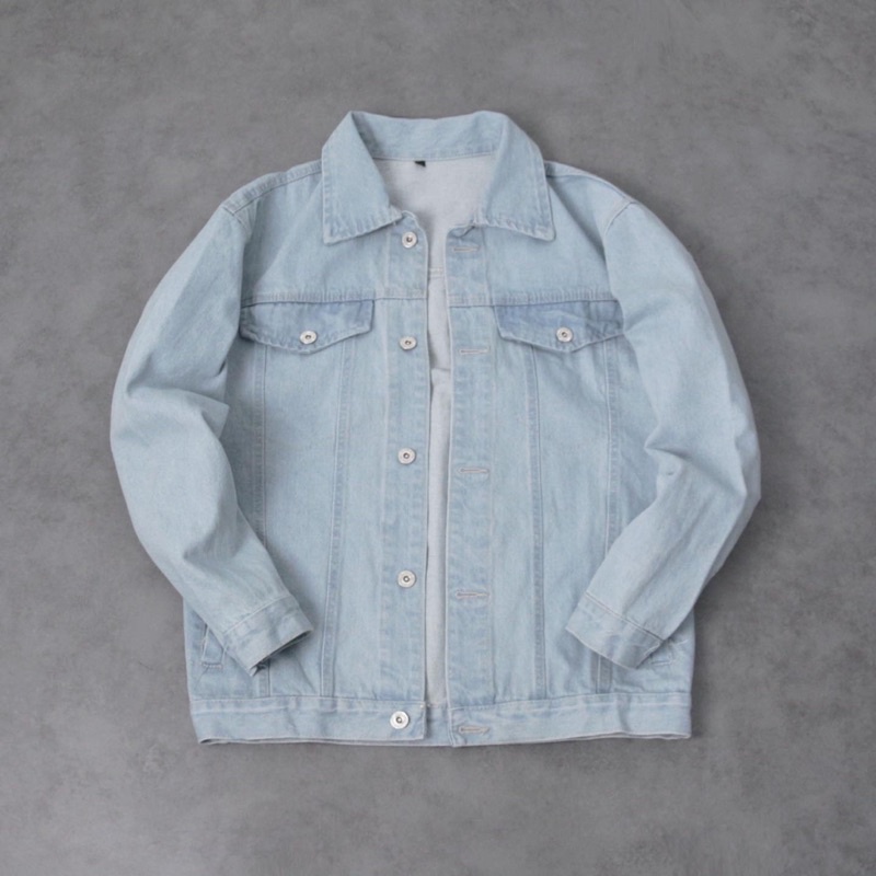 Áo khoác jean xanh bạc basic màu đẹp KPis Clothes form rộng oversize nam nữ sale 50%