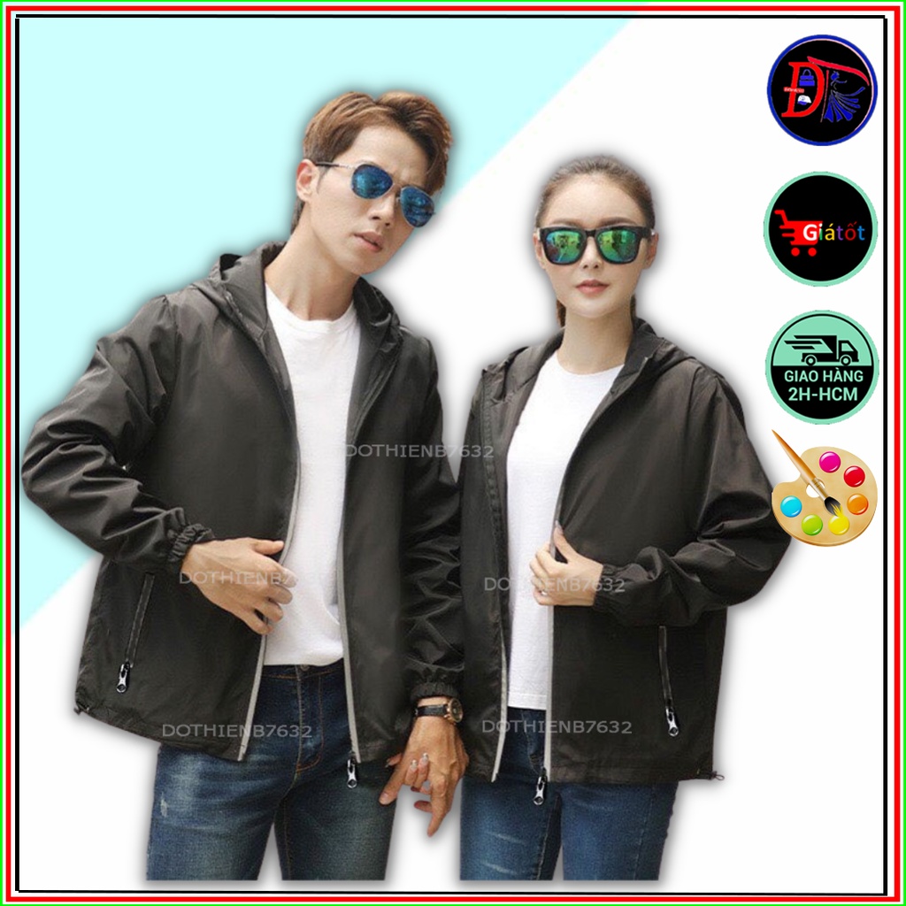 ⚡️ GIÁ RẺ ⚡️ Áo khoác gió nam nữ 2 lớp lót dù đẹp mặc chuẩn form dáng chống tia UV ngăn gió có nón 3 màu như hình