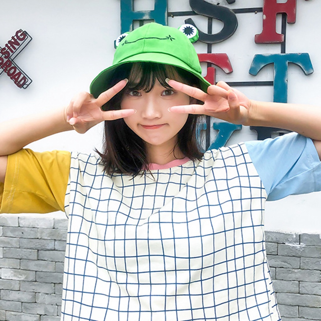 Mũ Bucket Chống Nắng Thiết Kế Hình Chú Ếch Dễ Thương Cho Người Lớn Và Trẻ Em