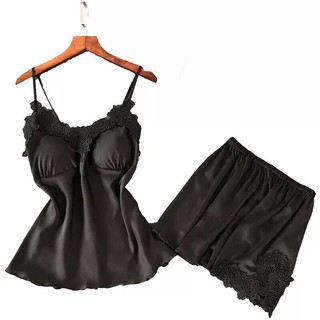 Bộ đồ ngủ nữ hai dây lụa hai chi tiết cao cấp pijama nữ lụa hai dây