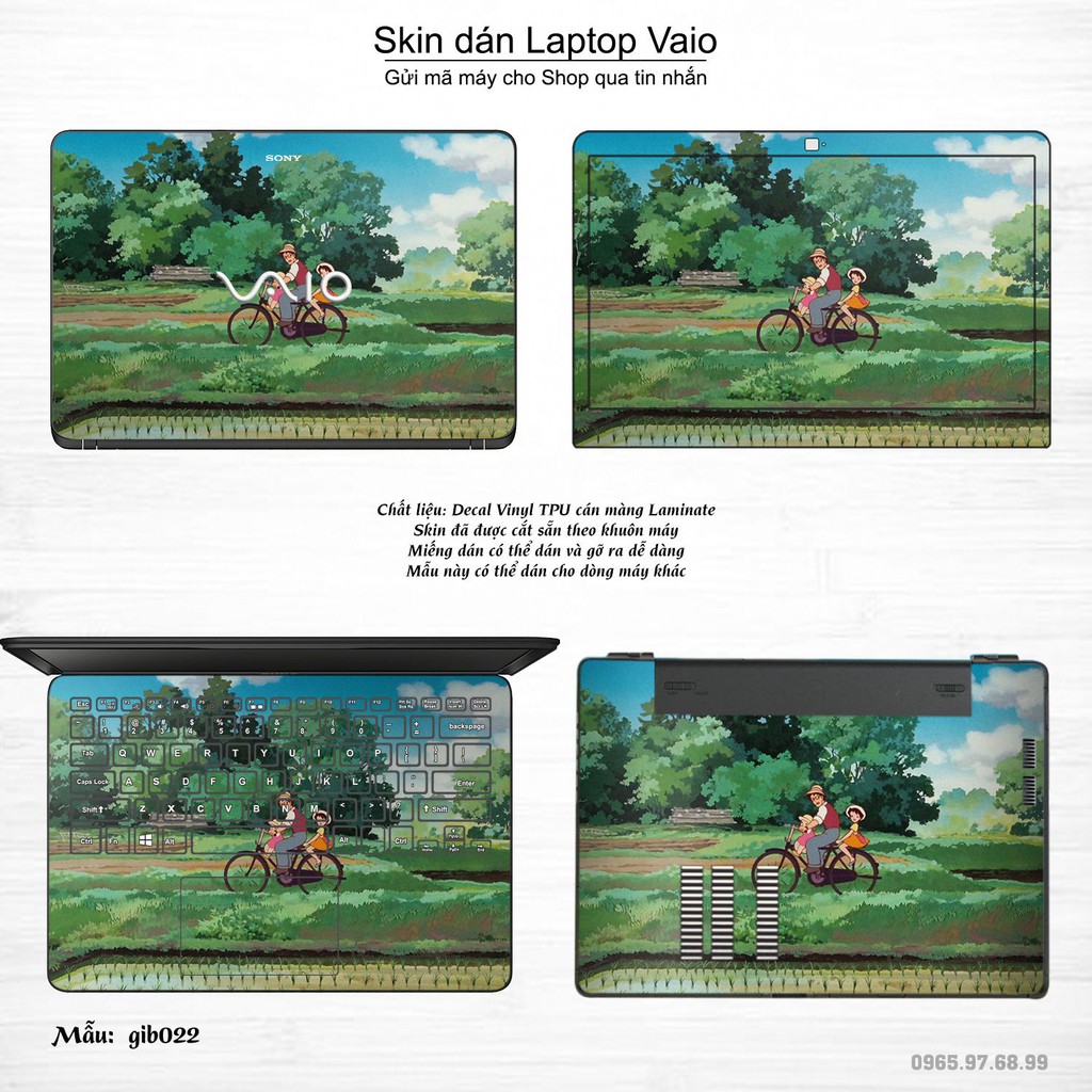 Skin dán Laptop Sony Vaio in hình Ghibli anime (inbox mã máy cho Shop)
