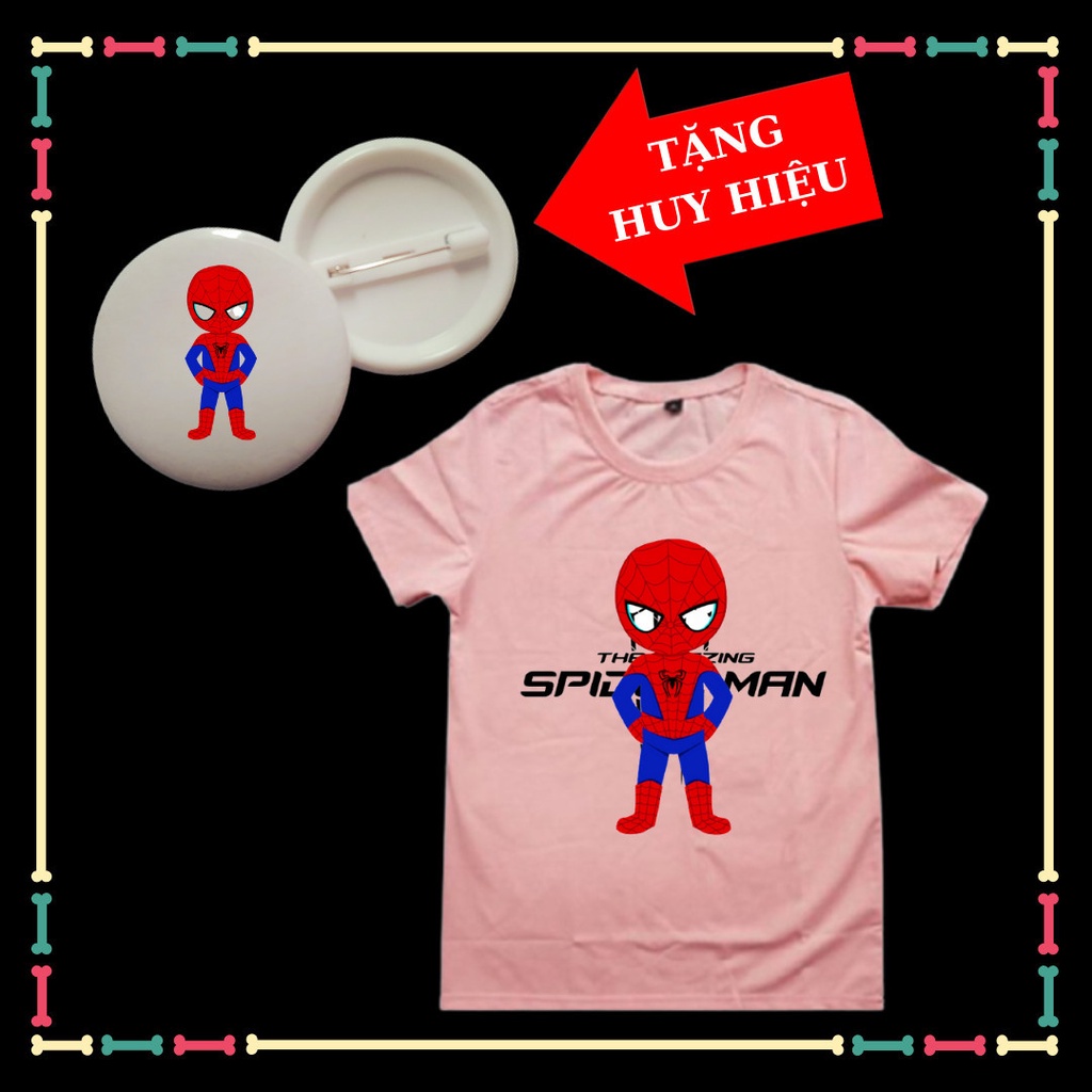 Áo thun bé trai siêu nhân nhện Spiderman siêu ngầu cho trẻ em Tặng Huy Hiệu Spiderman
