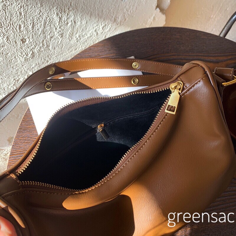 Túi Đeo Chéo, Đeo Vai Nữ Da PU Mềm Mịn Màu Nâu Phong Cách Vintage Mới - Mã T055