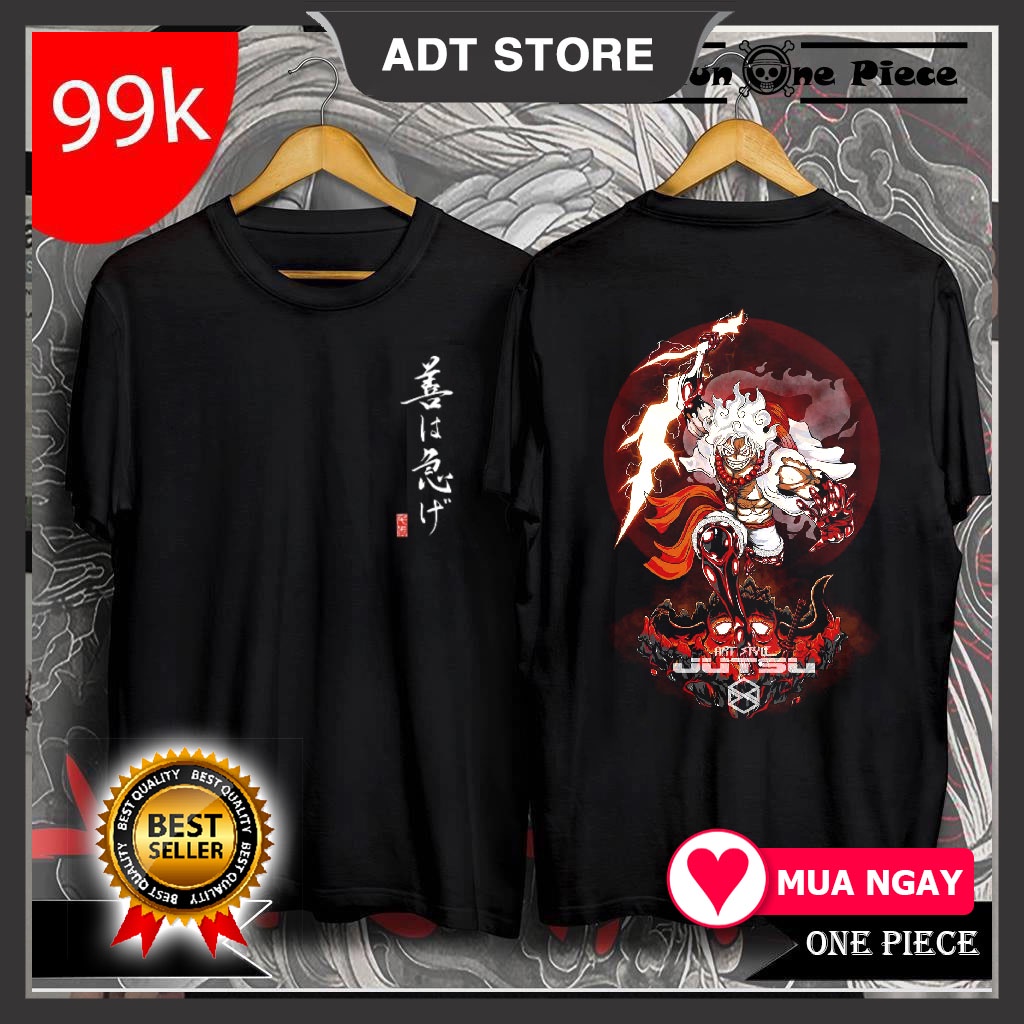 BST Áo thun One Piece Luffy Gear 5 siêu chất màu đen, trắng cộc tay giá rẻ cực HOT