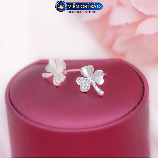 Bông tai bạc nữ cỏ ba lá may mắn chất liệu bạc 925 thời trang phụ kiện trang sức nữ Viễn Chí Bảo B400179