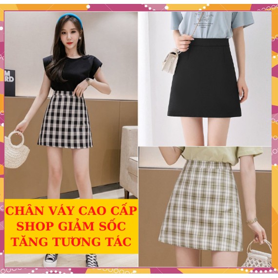 Chân váy chữ a ngắn công sở lưng cao kẻ Caro có quần bảo hộ