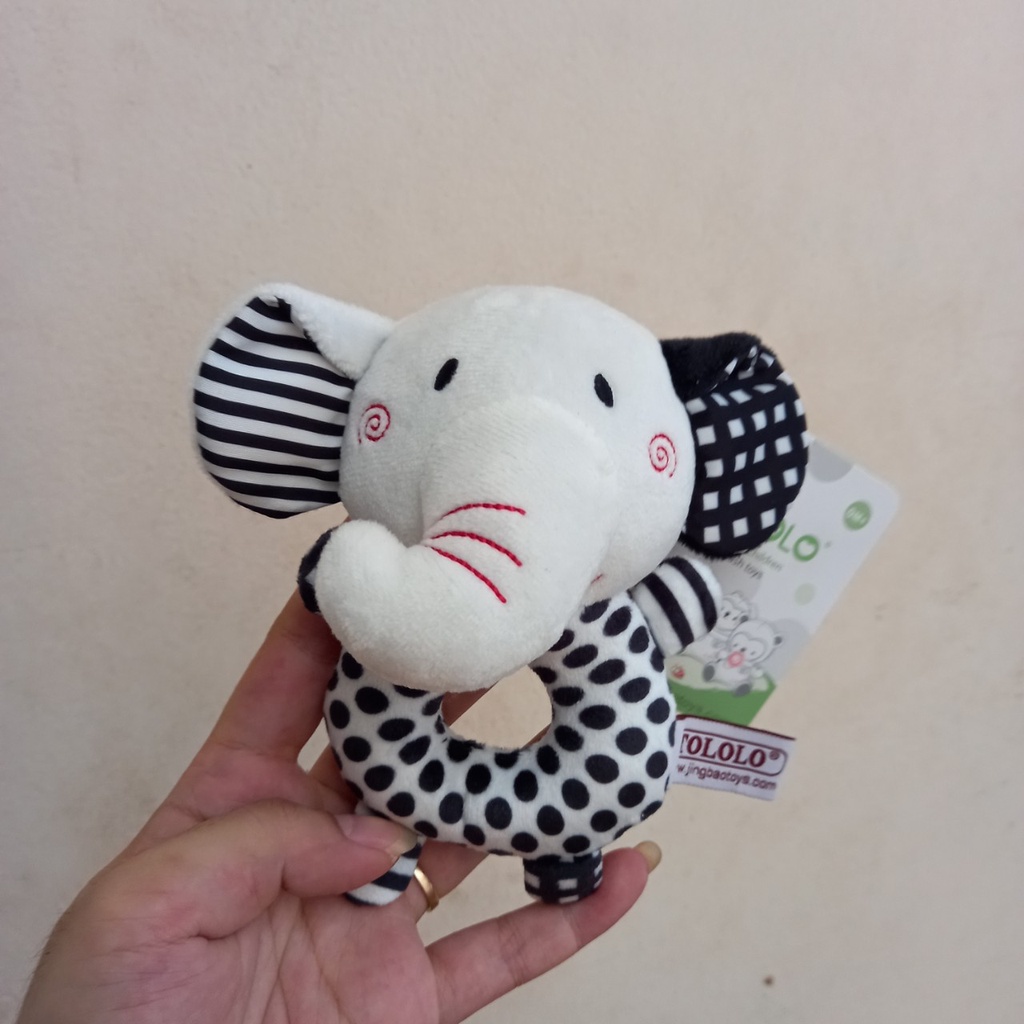 Đồ Chơi Lục Lạc Thú Bông Chút Chít Cho Bé Cầm Nắm Màu Sắc Đen Trắng Kích Thích Thị Giác TOLOLO TCT19