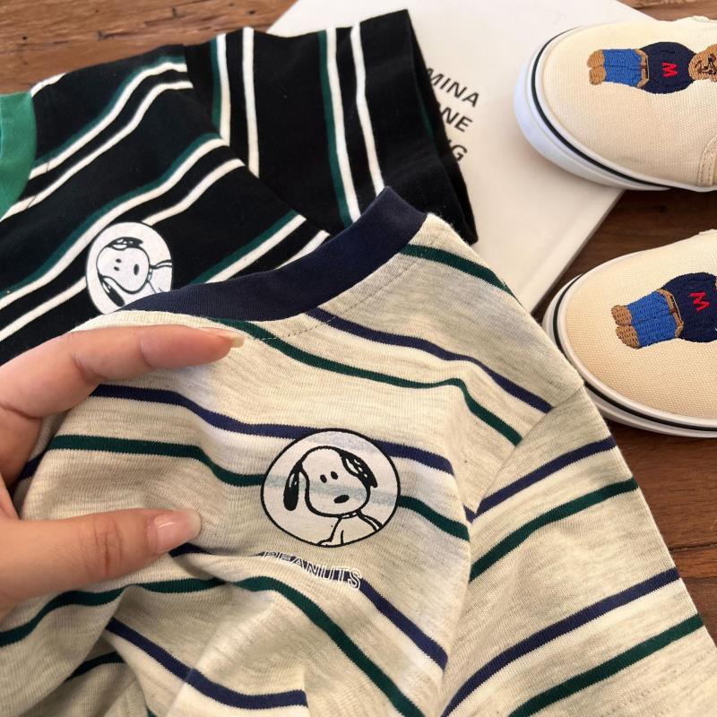 Áo Thun Cotton Nguyên Chất Dáng Rộng Tay Cộc Cổ Tròn Thoáng Khí Thoải Mái Hợp Thời Trang Cho Bé Trai