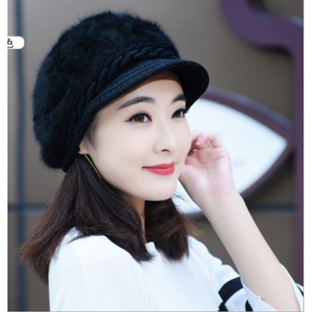 [HÀNG XỊN] Mũ len nón len lông xù mũi kết A060