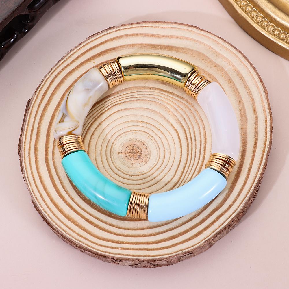 Vòng Tay Acrylic Dạng Ống Tre Phong Cách Vintage