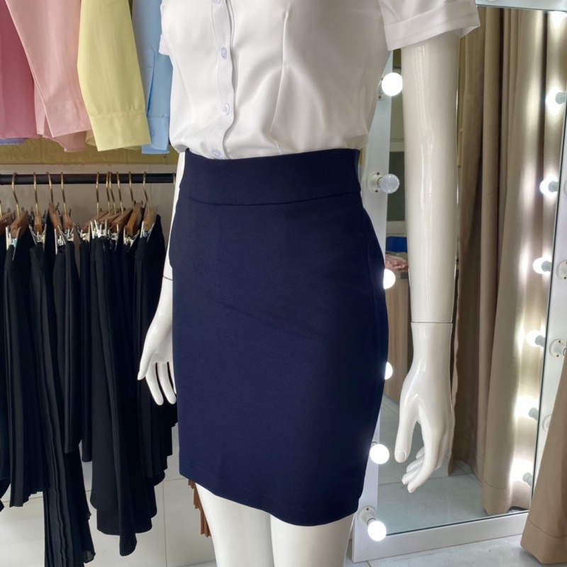 Chân váy công sở ôm HATOP xẻ sau thiết kế cơ bản vải tuyết mưa loại 1 màu đen, xanh đen có 1 túi trong CVOX205