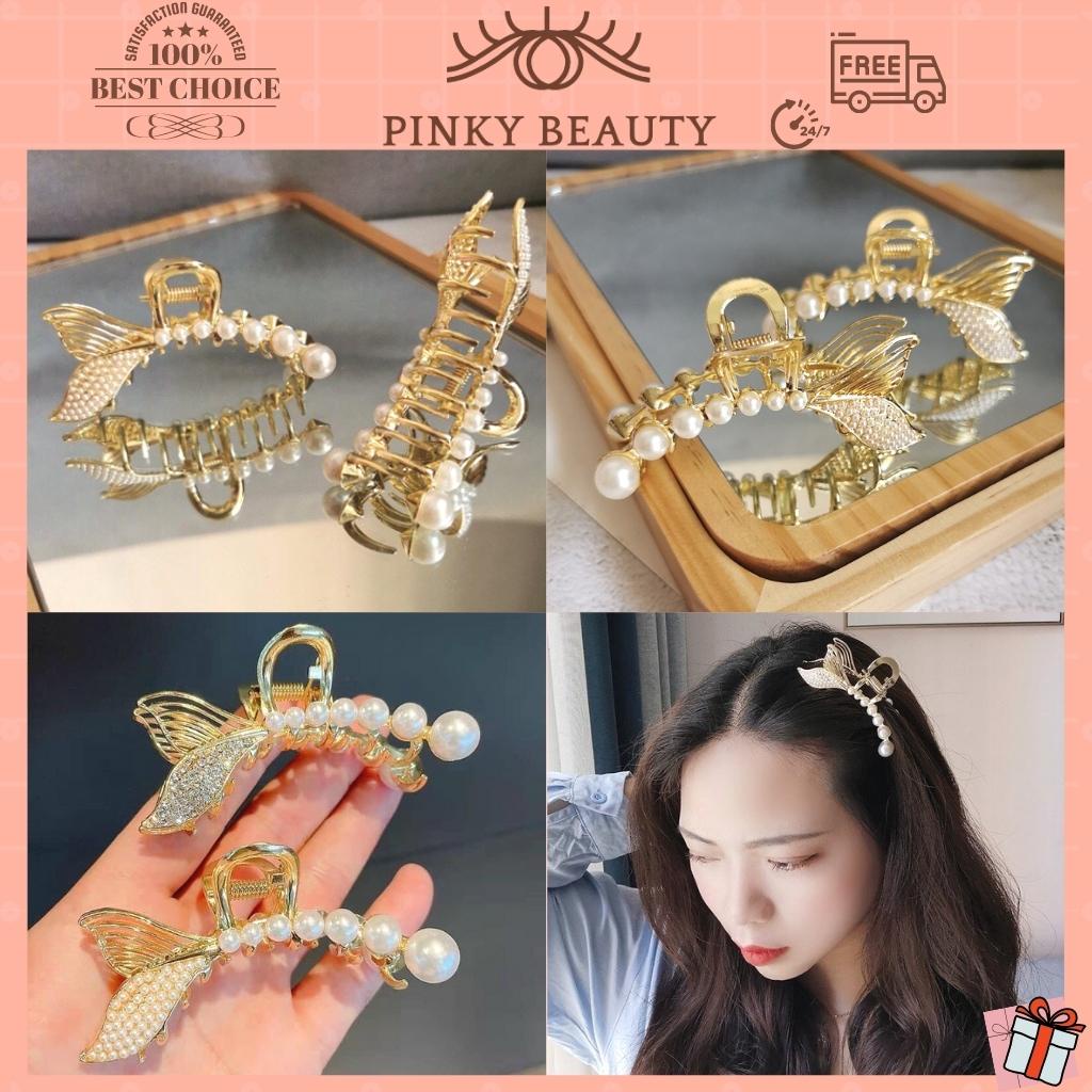 Kẹp Tóc Đuôi Cá Đính Ngọc Trai Nhân Tạo Cài Tóc Sang Chảnh Phong Cách Tiểu Thư Hàn Quốc - Pinky Beauty