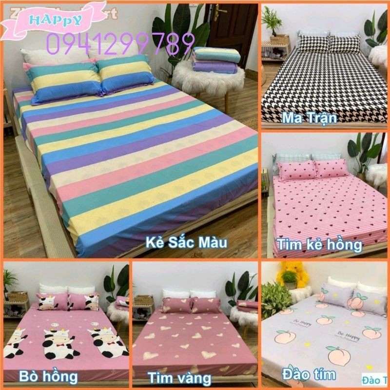 Bộ ga gối poly cotton hàng đẹp full size m2, m6, m8, 2m2 và màu (được chọn mẫu) hn gagoi ga giường