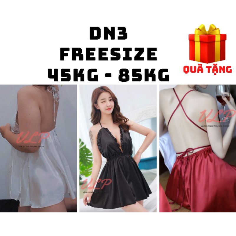 [BIGSIZE_85KG]_DN3_Váy ngủ yếm buộc dây hở lưng