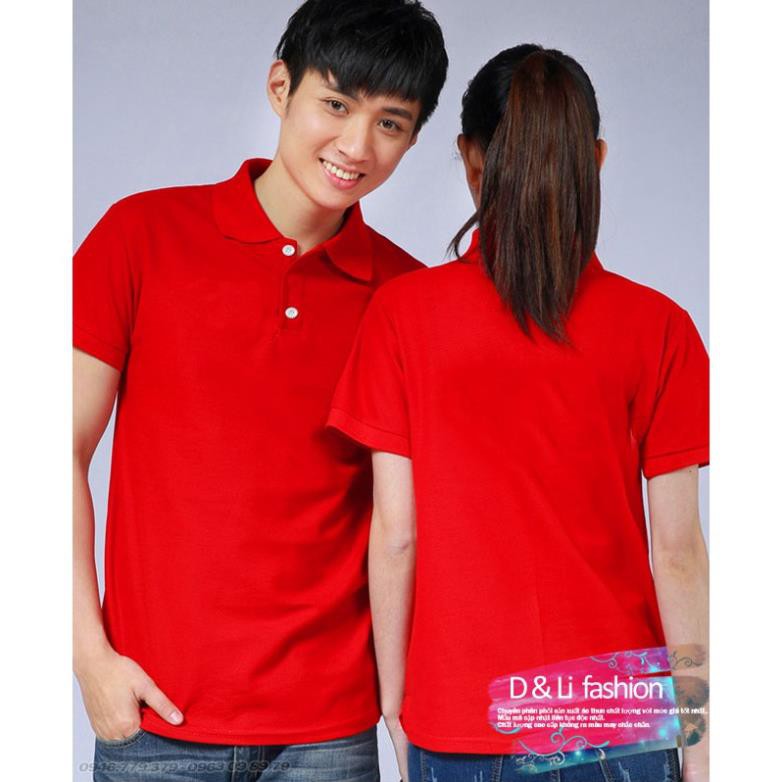 Áo thun Polo ngắn tay có cổ màu Đỏ tươi (S,M,L,XL,XXL) thun cá sấu 100% cotton đẹp lung linh giá sỉ .