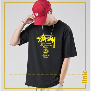 Áo thun STUSSY in trước ngực tay lỡ form rộng ( Đen, Trắng )