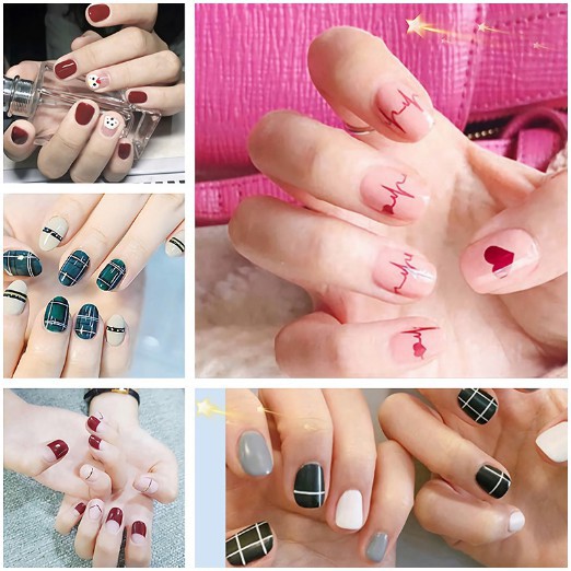 Bộ dán móng tay nail sticker gồm 14 móng, không thấm nước, độ đàn hồi tốt DA001-DA020